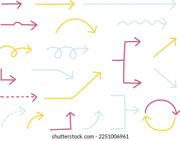 Hand-drawn arrow variation set (color)