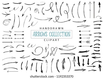 Handdrawn arrows big collection. Arrow and pointers set. Decorative elements