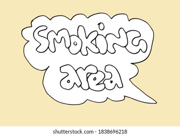 flechas dibujadas a mano, bordes definidos con texto escrito a mano:zona de fumadores.Icono de vector.