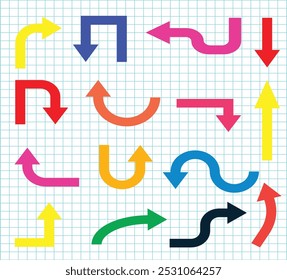 Colección de flechas dibujadas a mano con una variedad de diseños de flechas únicos en diferentes estilos y direcciones, perfecto para mejorar gráficos, ilustraciones y proyectos creativos