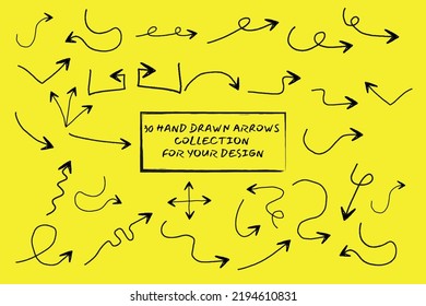 Die handgezeichnet gezeichnete Kollektion von Pfeilen eignet sich perfekt für Design-Elemente, Zuordnungen, Animationen von Erklärern und mehr
