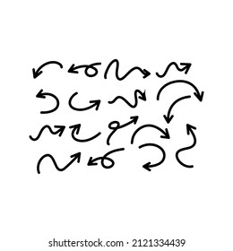 Hand-drawn arrows doodle writing set Free Vector