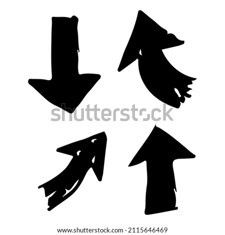 Hand-drawn arrows doodle writing set Free Vector
