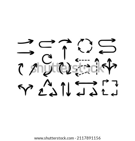 Hand-drawn arrows doodle writing set Free Vector