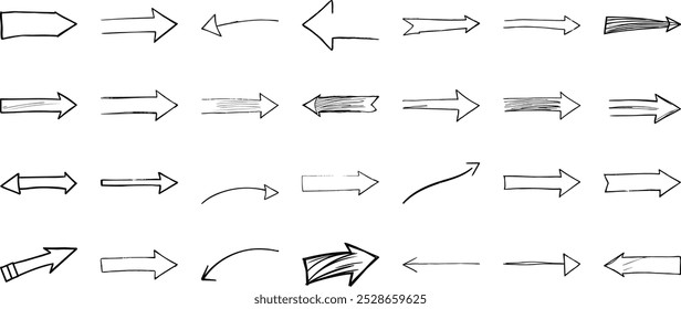 Flechas dibujadas a mano apuntando en varias direcciones.
