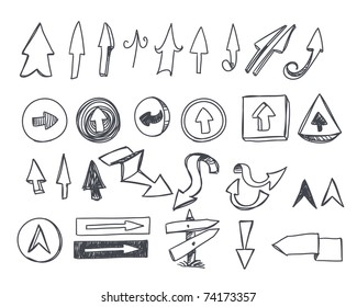 Hand-drawn arrows set