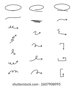 Hand-Drawn Arrows Set – Black Vector Doodle Style
