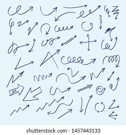Hand-drawn arrows set template, simple arrows template, pointer vector 