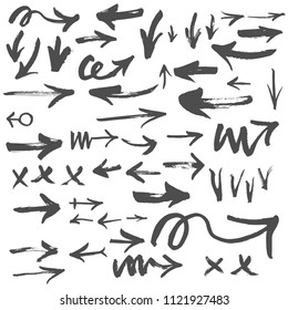 Hand-drawn arrows set. Vector sketch illustration.