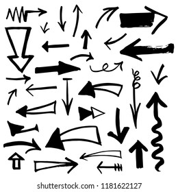 Hand-drawn arrows set. Vector sketch illustration.