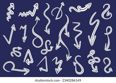 Hand-drawn arrows. Sketch arrow design for business and education. 