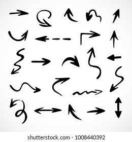 hand-drawn arrows, vector set