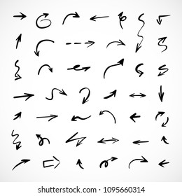 hand-drawn arrows, vector set 