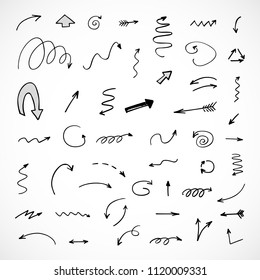 hand-drawn arrows, vector set
