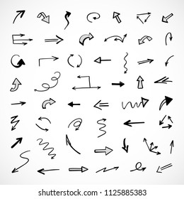 hand-drawn arrows, vector set