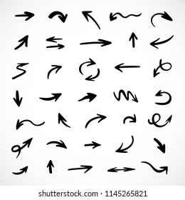 hand-drawn arrows, vector set