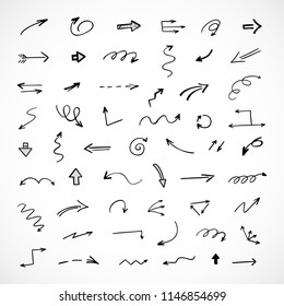 hand-drawn arrows, vector set 