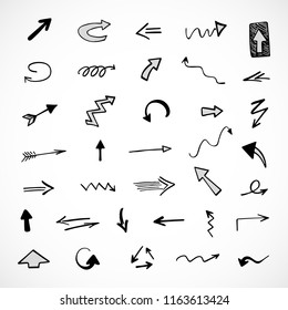 hand-drawn arrows, vector set 