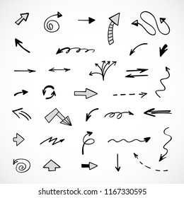 hand-drawn arrows, vector set