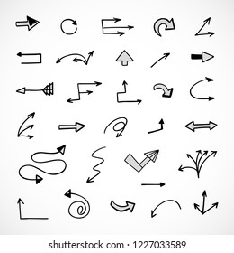 hand-drawn arrows, vector set 