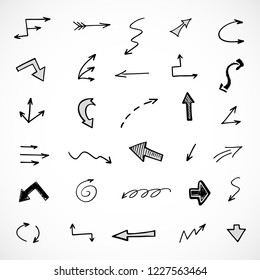 hand-drawn arrows, vector set