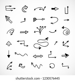 hand-drawn arrows, vector set