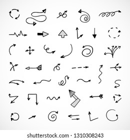 hand-drawn arrows, vector set