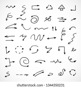 hand-drawn arrows, vector set