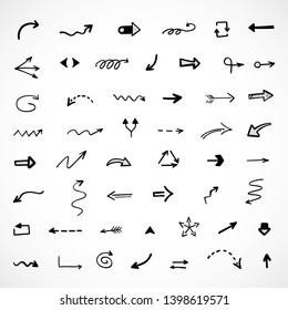 hand-drawn arrows, vector set of hand-drawn arrows