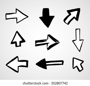 hand-drawn arrows, vector set  