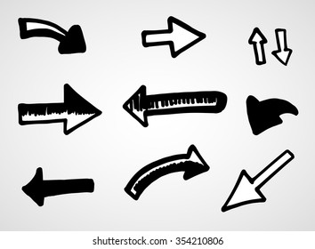 hand-drawn arrows, vector set