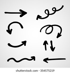 hand-drawn arrows, vector set
