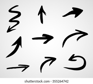 hand-drawn arrows, vector set