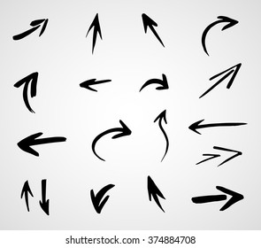 hand-drawn arrows, vector set  