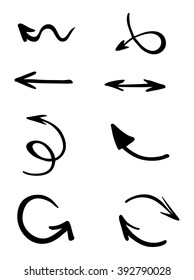 hand-drawn arrows, vector set 