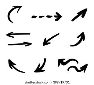 hand-drawn arrows, vector set