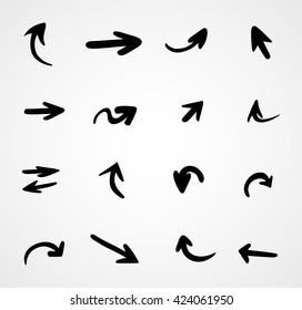 hand-drawn arrows, vector set
