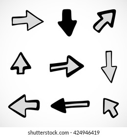 hand-drawn arrows, vector set