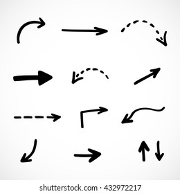 hand-drawn arrows, vector set