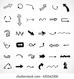 hand-drawn arrows, vector set