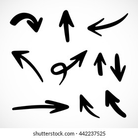 hand-drawn arrows, vector set