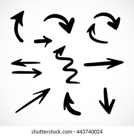 hand-drawn arrows, vector set