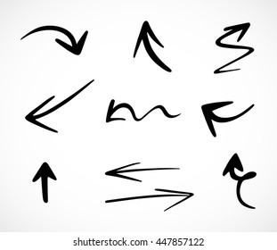 hand-drawn arrows, vector set