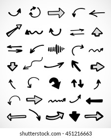 hand-drawn arrows, vector set