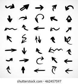 hand-drawn arrows, vector set
