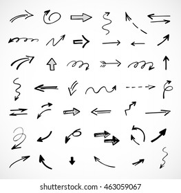 hand-drawn arrows, vector set