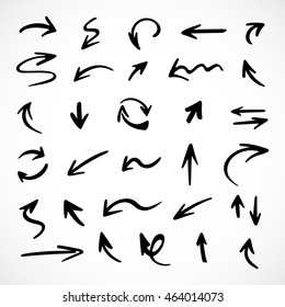 hand-drawn arrows, vector set