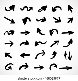 hand-drawn arrows, vector set