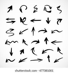 hand-drawn arrows, vector set