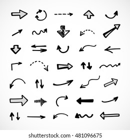 hand-drawn arrows, vector set